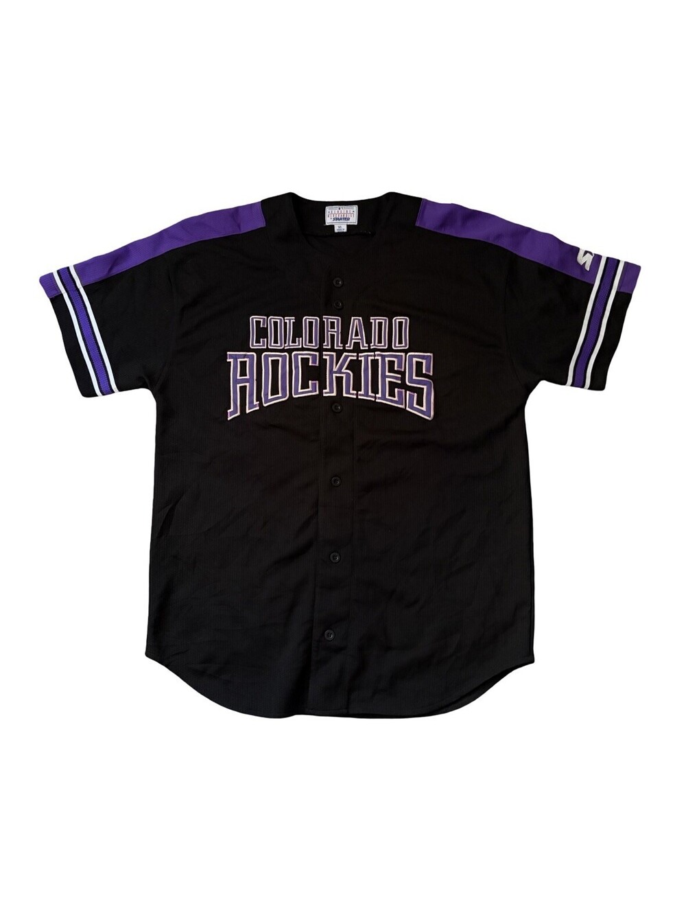 Vintage Starter MLB Colorado Rockies Authentic Baseball Black Jersey Men’s XL